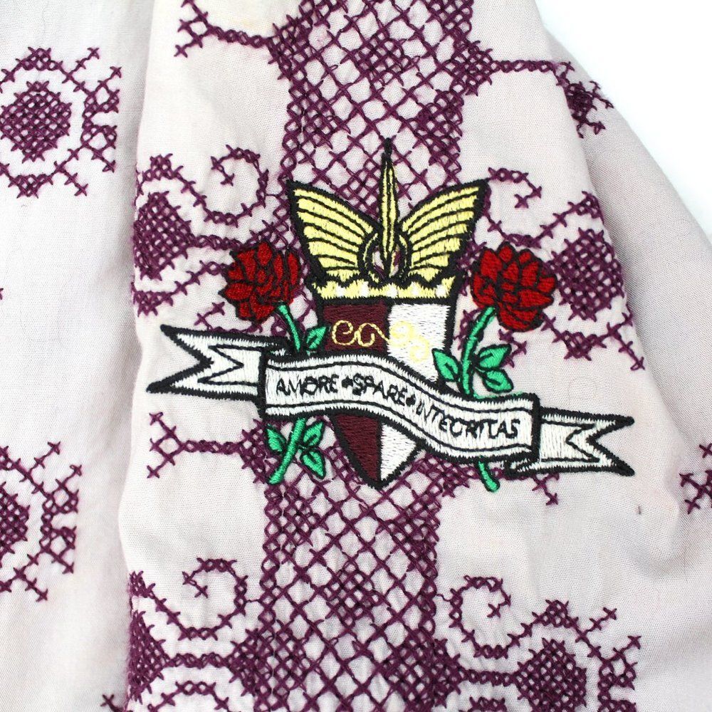 Odd Molly Cotton Four Continents Tunic Dress Plum Embroidered Knee Length Sz 1/S - Picture 9 of 15